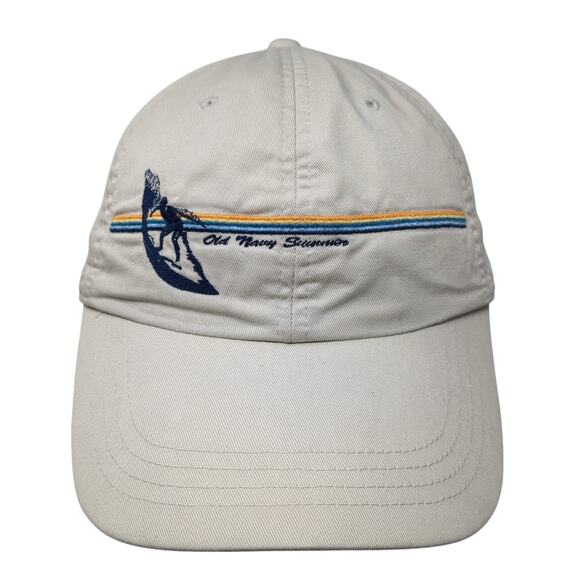 Old Navy Summer Slideback Hat Beige Large Adjustable Embroidered Outdoor - Picture 1 of 10